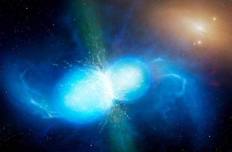 Artist impression of a kilonova after two neutron stars merge