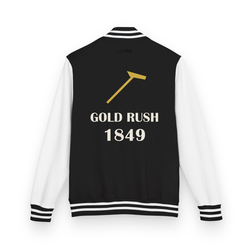 Gold For Real Gold Rush 1849 Varsity Jacket Jet Black/Arctic White
