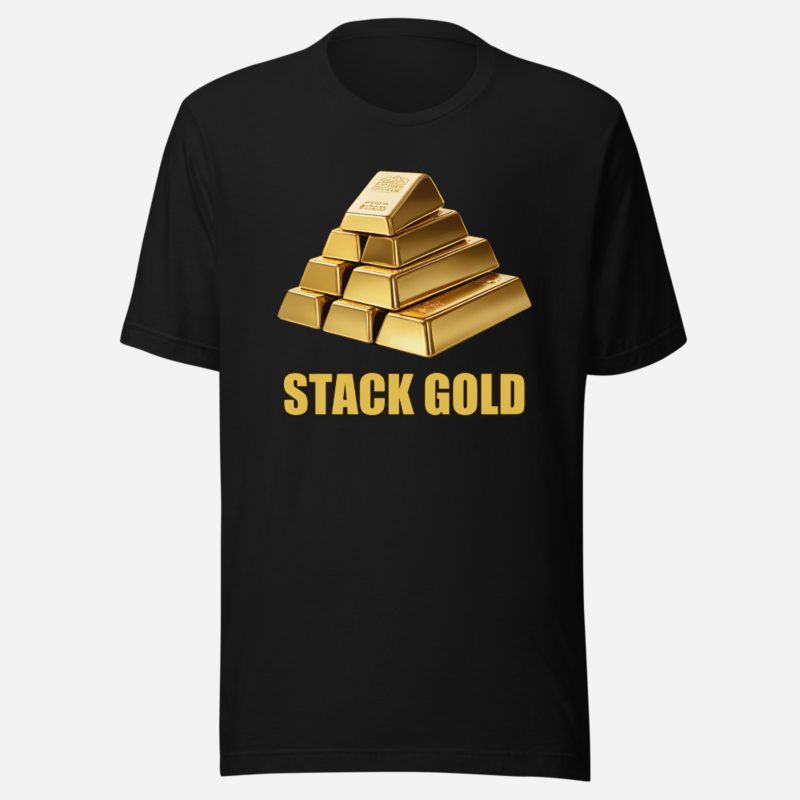 Gold For Real Stack Gold Bars Tee Black