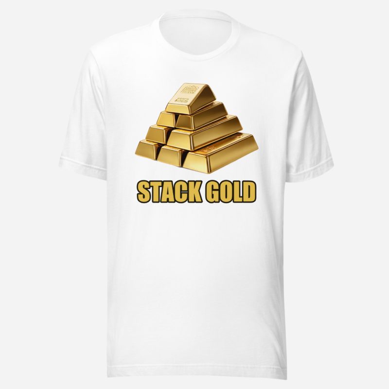Gold For Real Stack Gold Bars Tee White