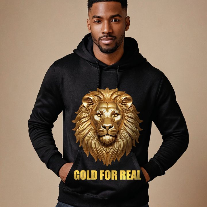 Gold For Real Golden Lion Hoodie in Black